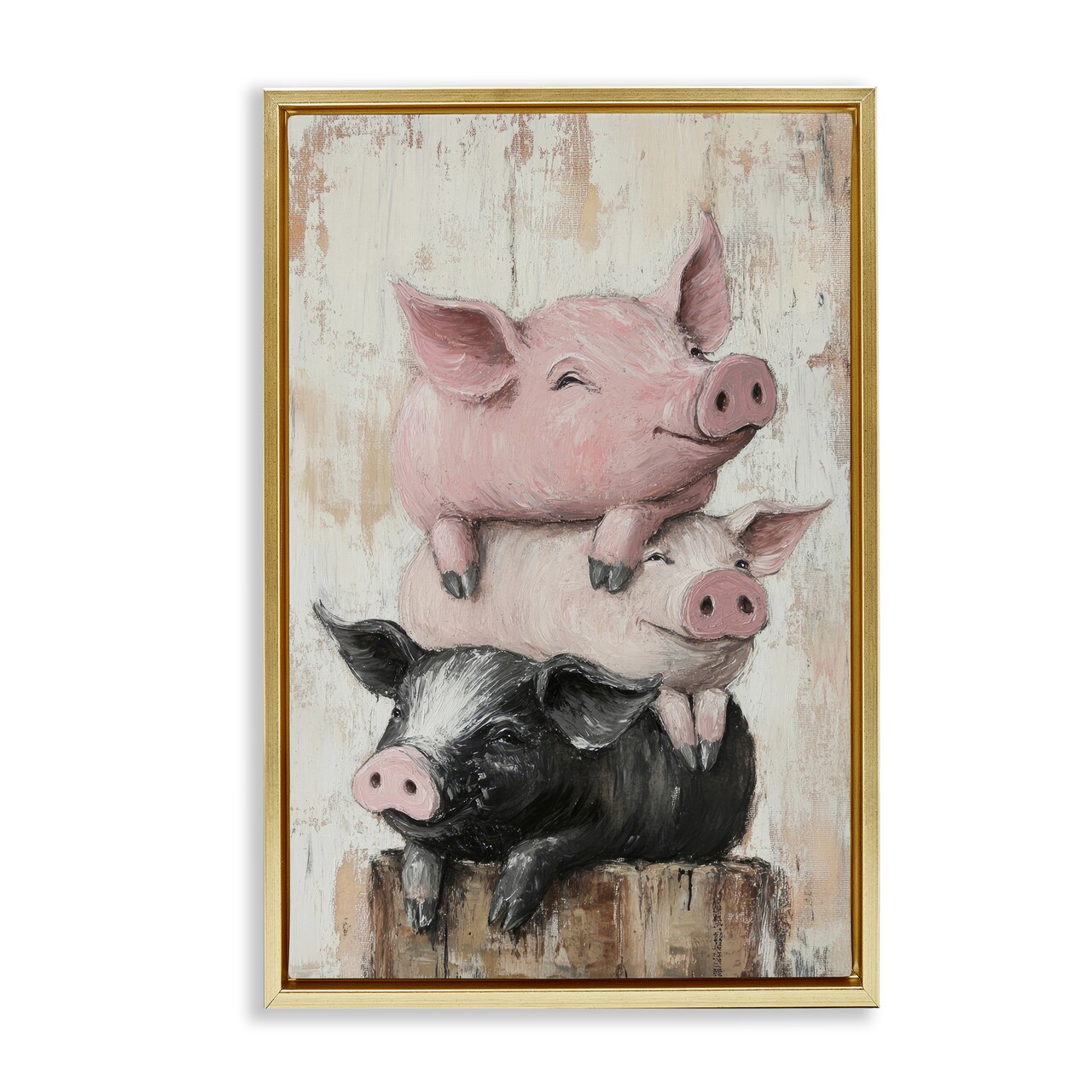 Stupell Industries Pig & Piglet Pile Floating Frame, design by Tina LeCour